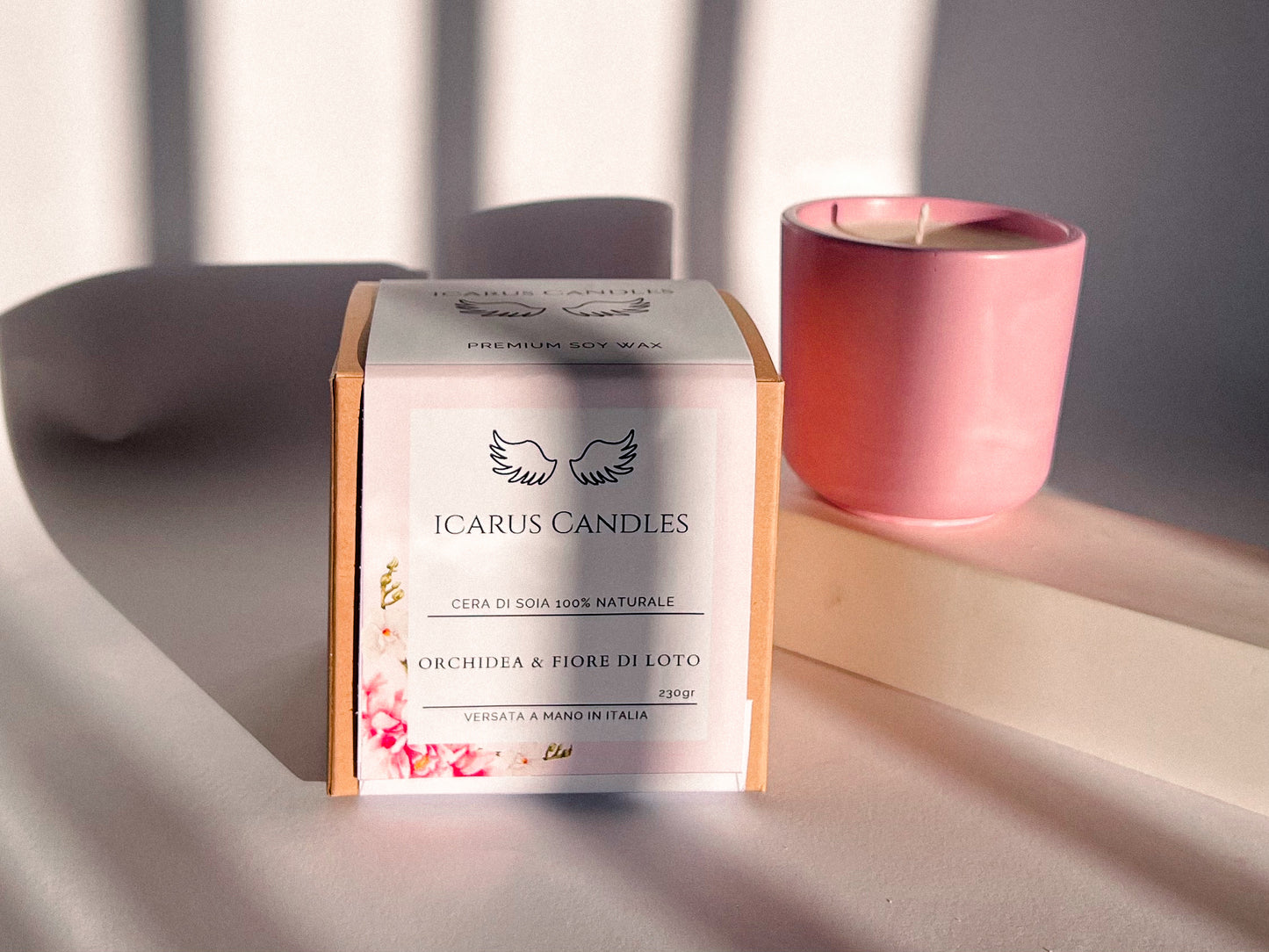 Candela Artigianale - Orchidea e Fiore di Loto